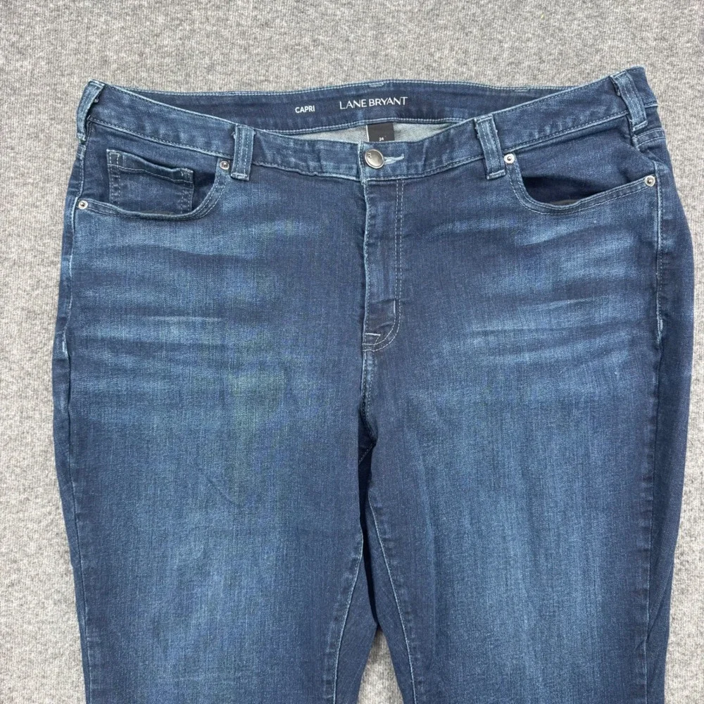 Lane Bryant Womens Plus Size 24 Dark Wash Capri Jeans Stretch Denim Whiskered